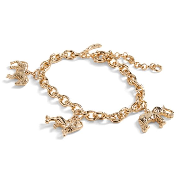 Banana Republic Jewelry - Banana Republic Elephant Zebra Lion Animal Charm Bracelet NWT 58 GOLD